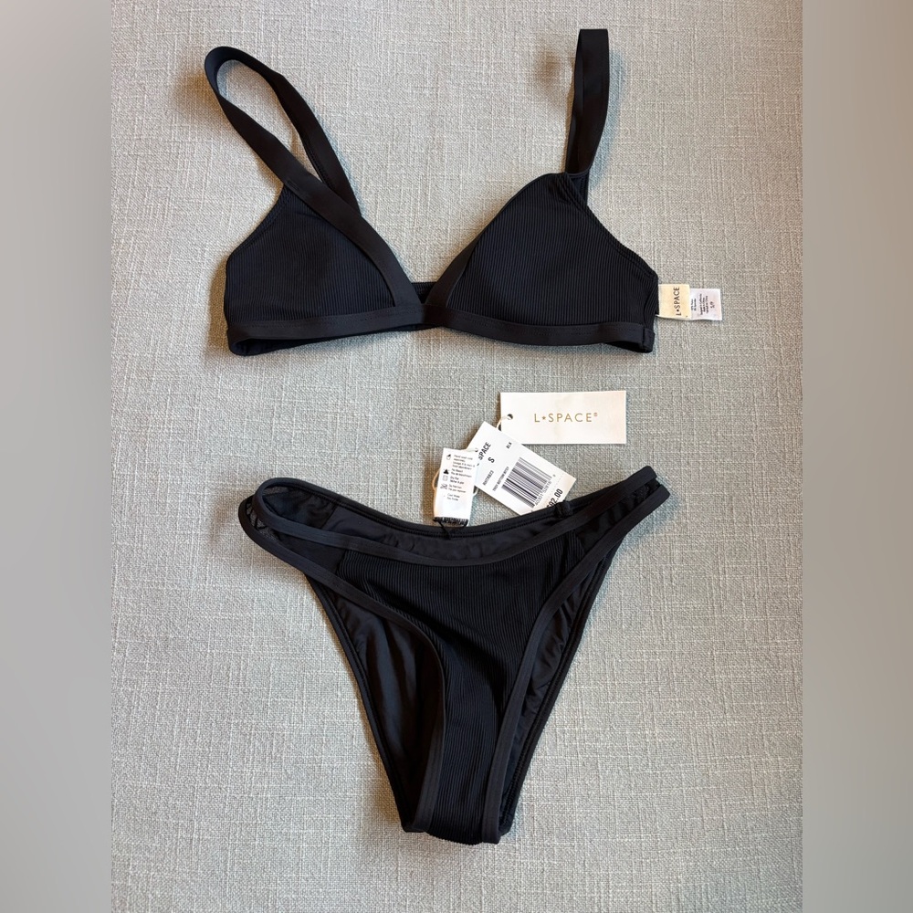 L*Space Taylor Bikini Top, black size S, Troy Bottom Bitsy, black size S, NWT.